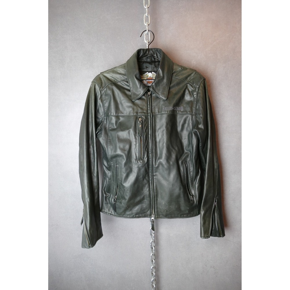 Harley Davidson Motorcycles Mens Black Leather Eagle‎ Graphic Jacket Size XL - Picture 2 of 15